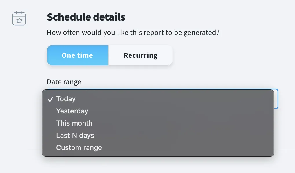 custom reports schedule