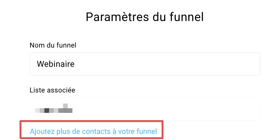 Paramètres du funnel