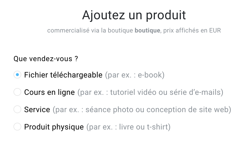 Les types de produits