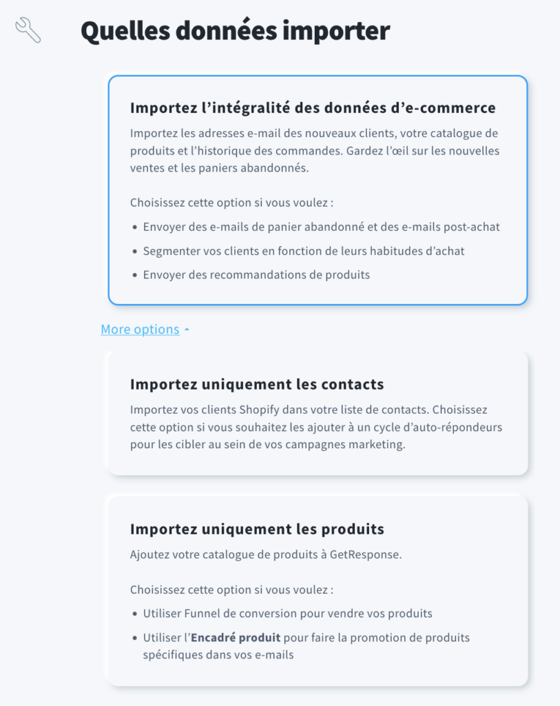 Le type d'intégration Shopify