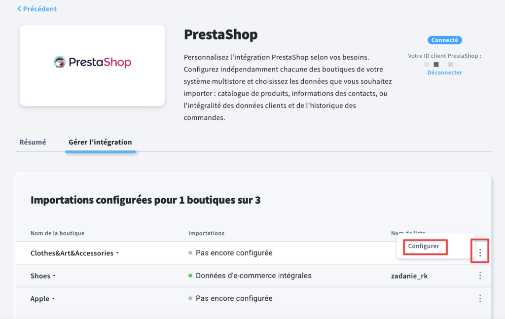 Configurer Prestashop