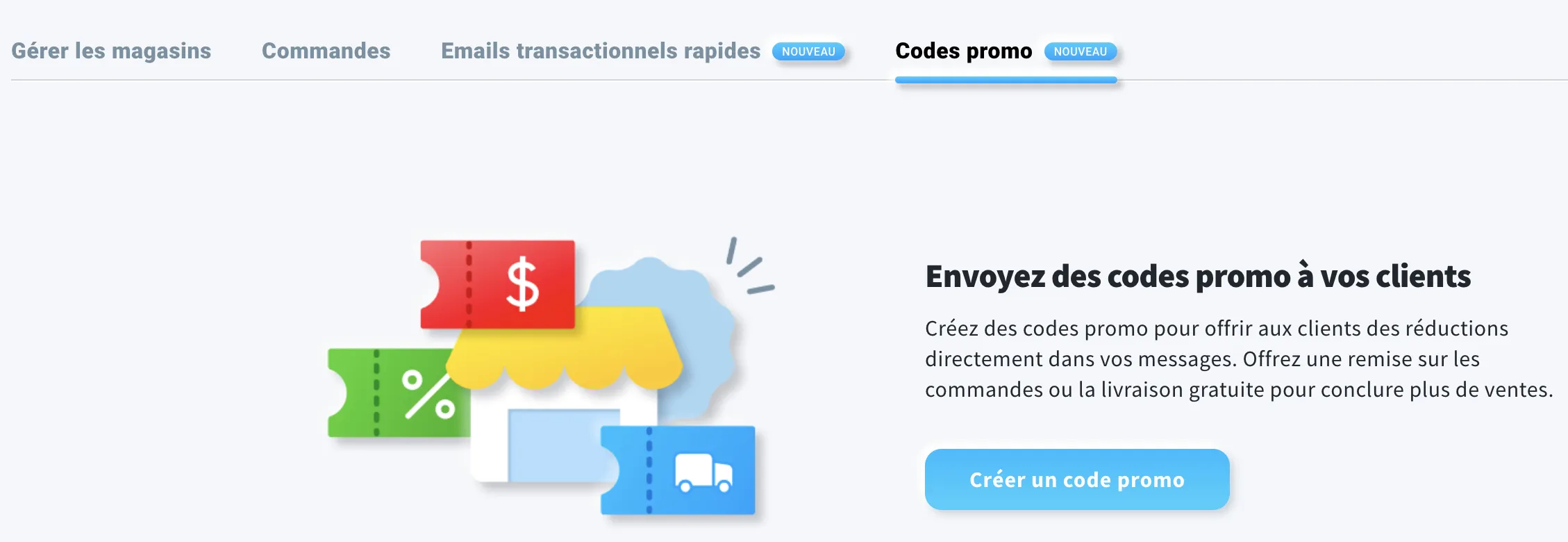 Créer un code promo