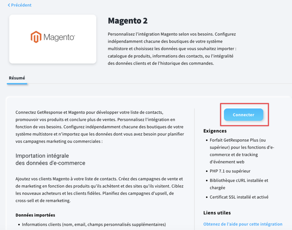 Bouton de connexion Magento 2