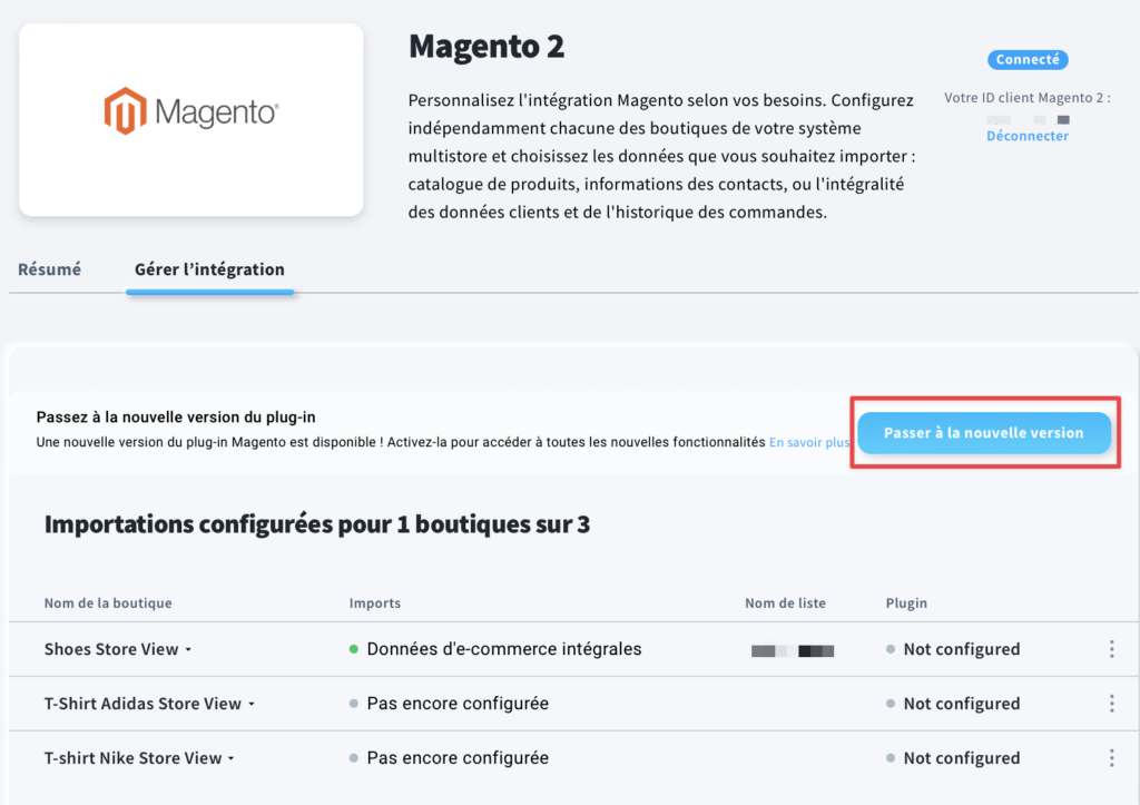 Passer à la nouvelle version du plugin