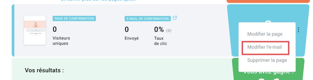 Modifier l'e-mail de confirmation