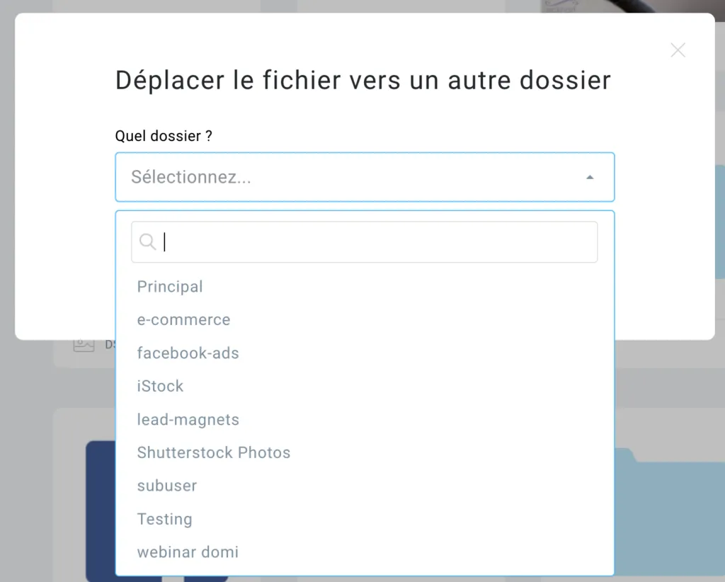 Déplacer vers un autre dossier