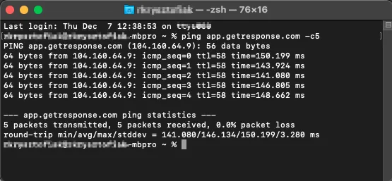 ping on macos