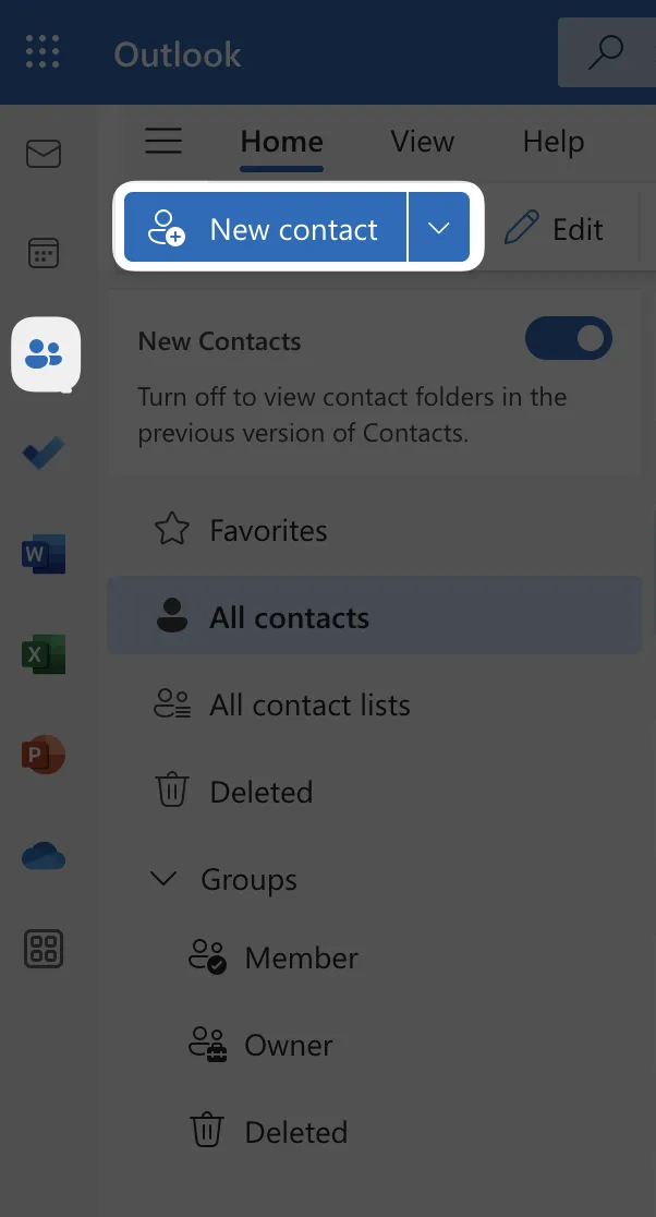 contacts in outlook