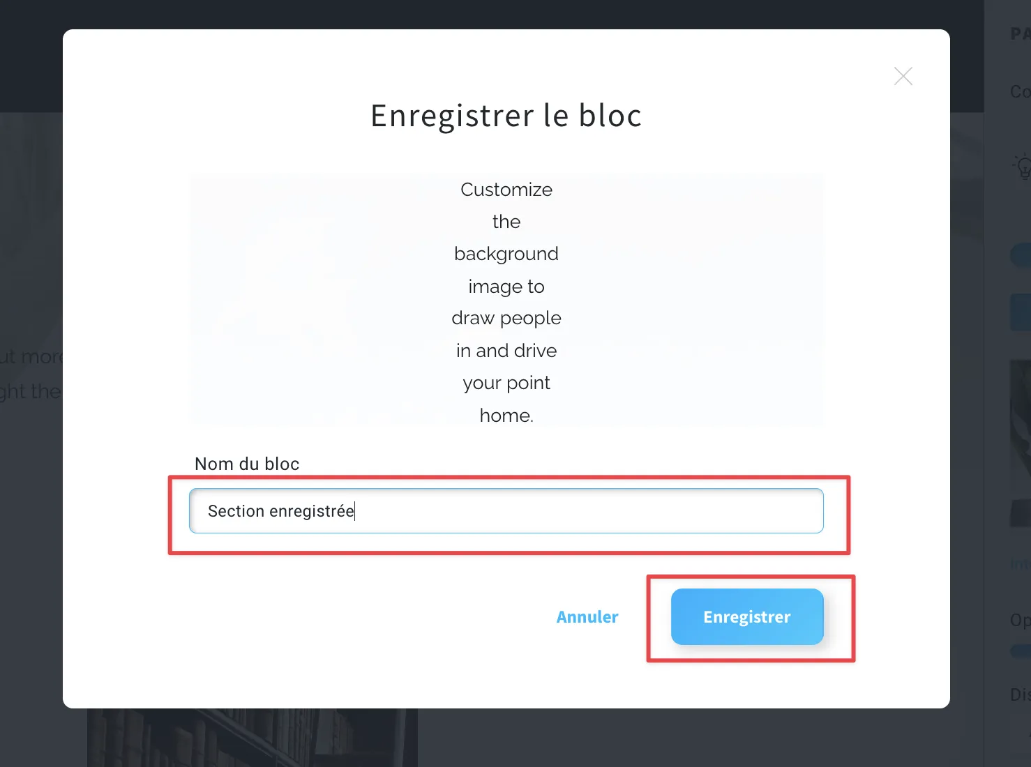 Section enregistrée