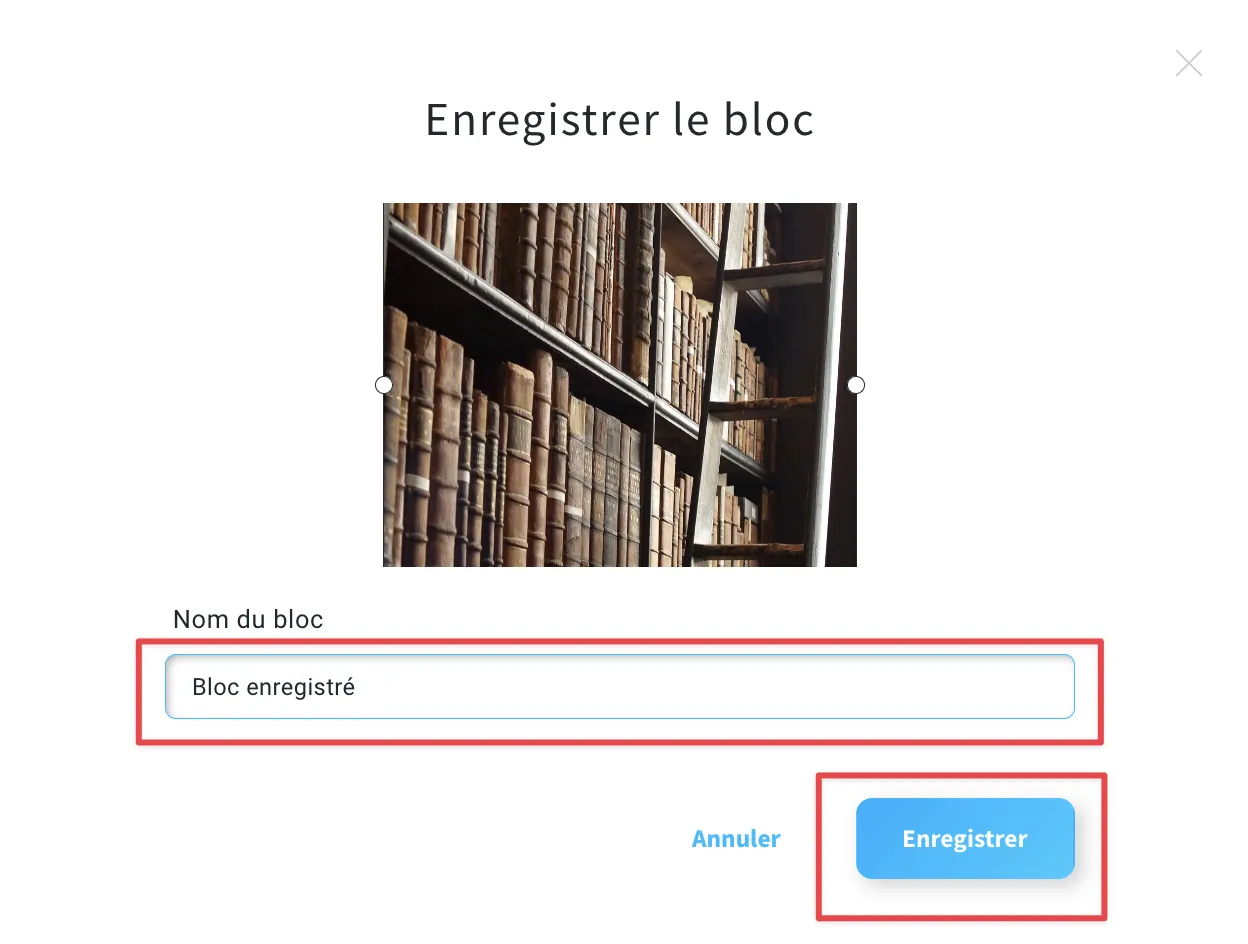 Bloc enregistrée