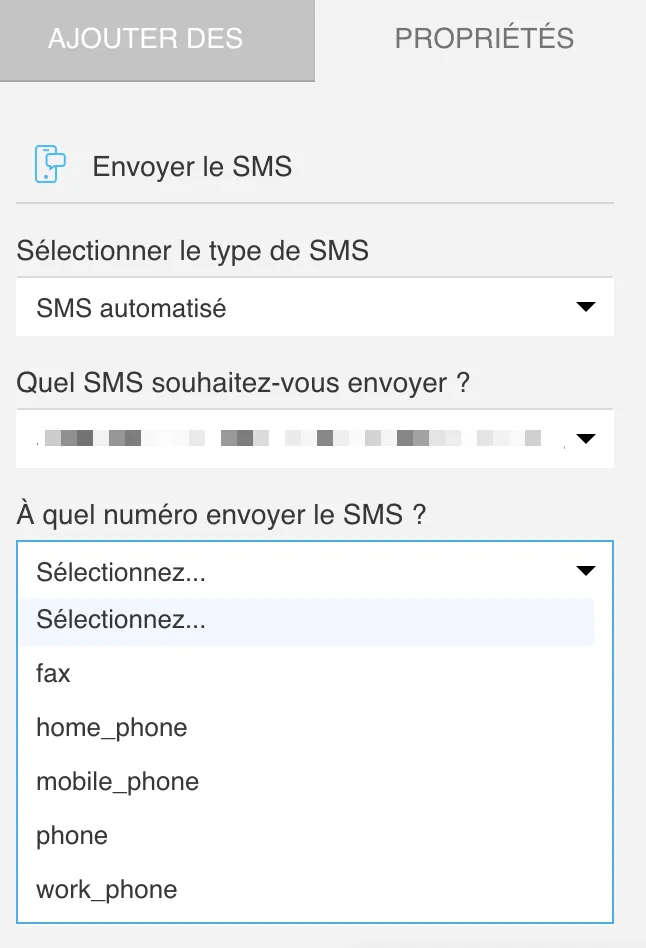 Sélectionnez le numéro de téléphone