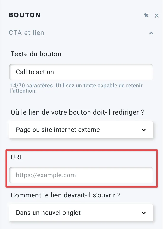 URL du bouton