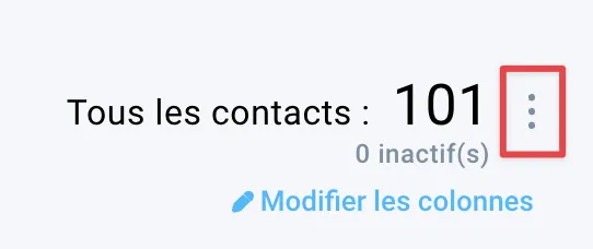 Menu Actions à côté de vos contacts