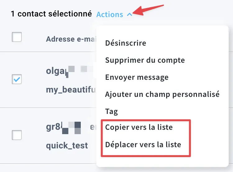 comment copier ou déplacer les contacts