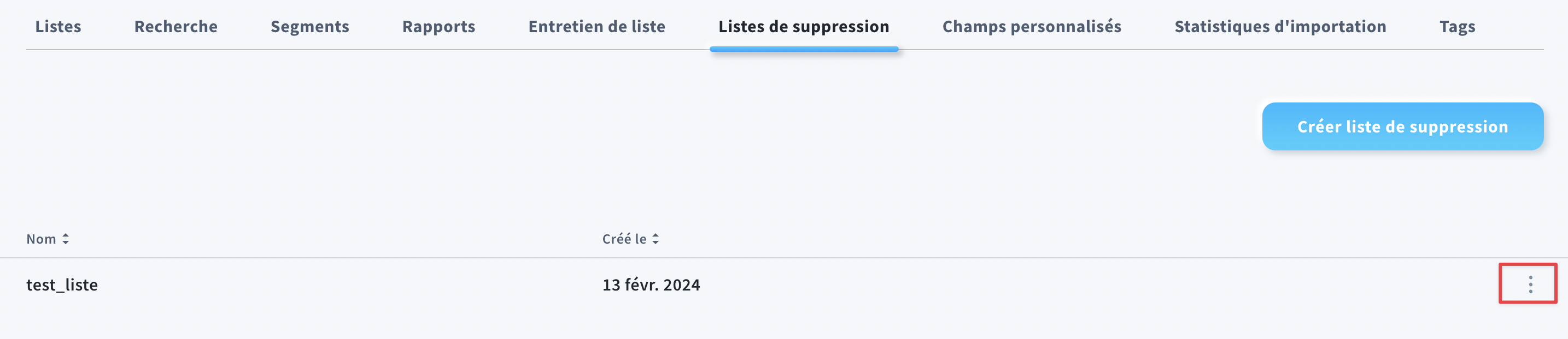 comment modifier ou supprimer une liste de suppression