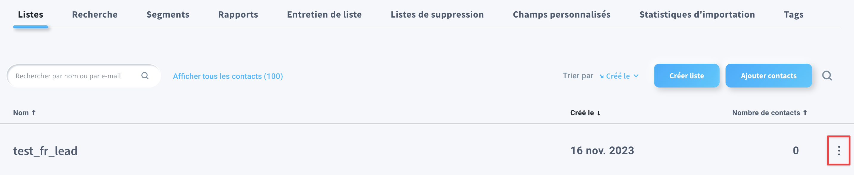 comment trouver les paramètres de liste