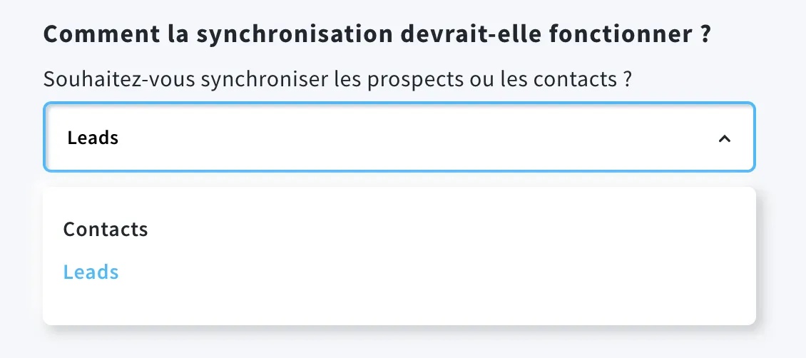 Synchroniser les prospects ou les contacts