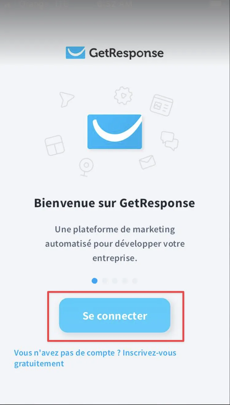 Page de connexion - application mobile