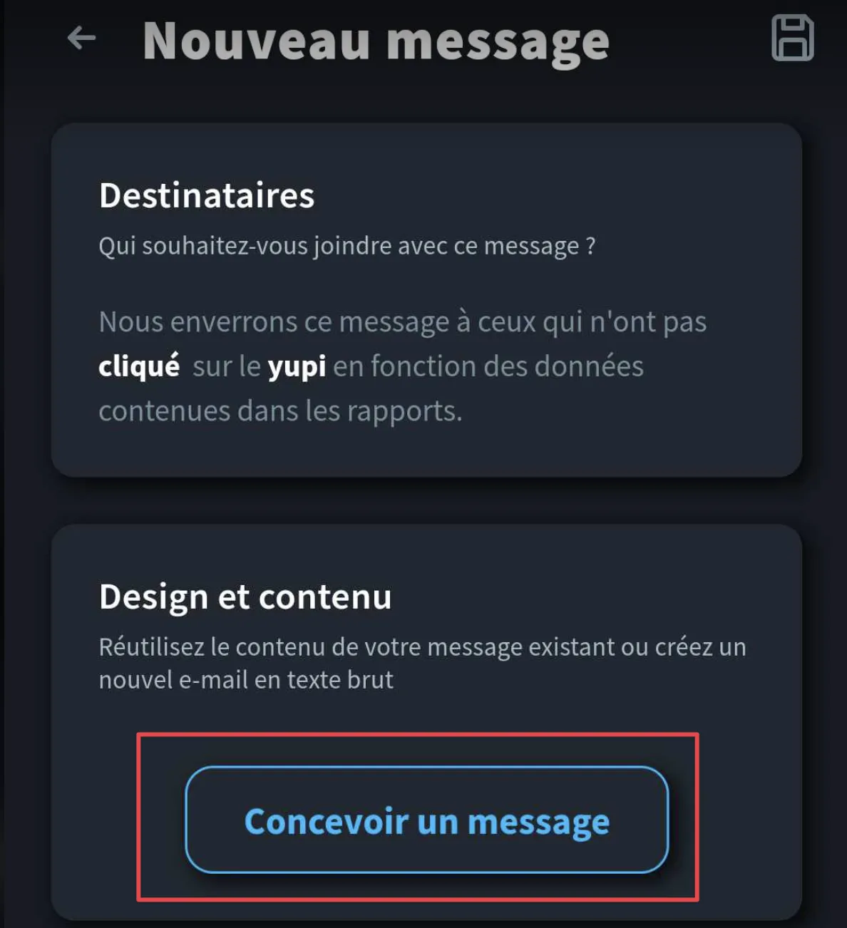 Concevoir le message