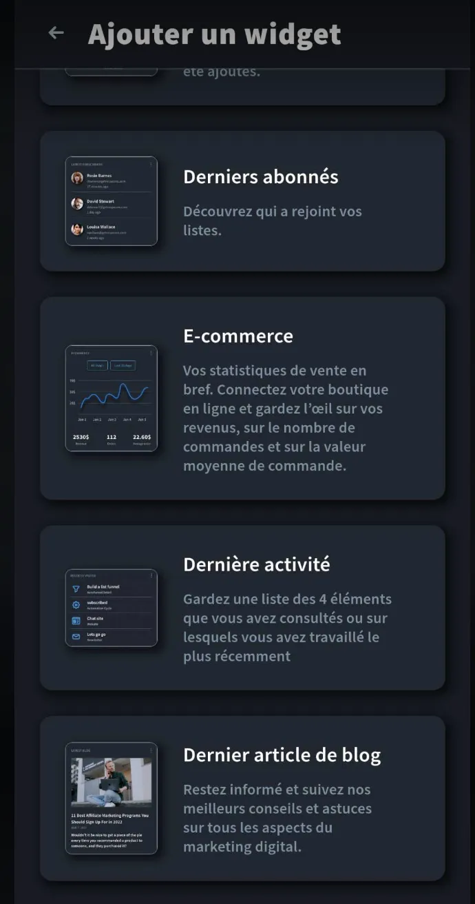 Ajouter de nouveaux widgets