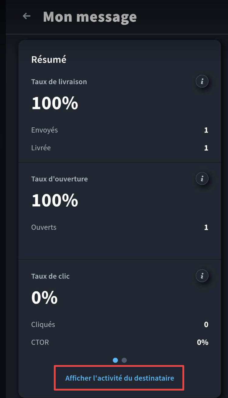  Afficher l'activité des destinataires