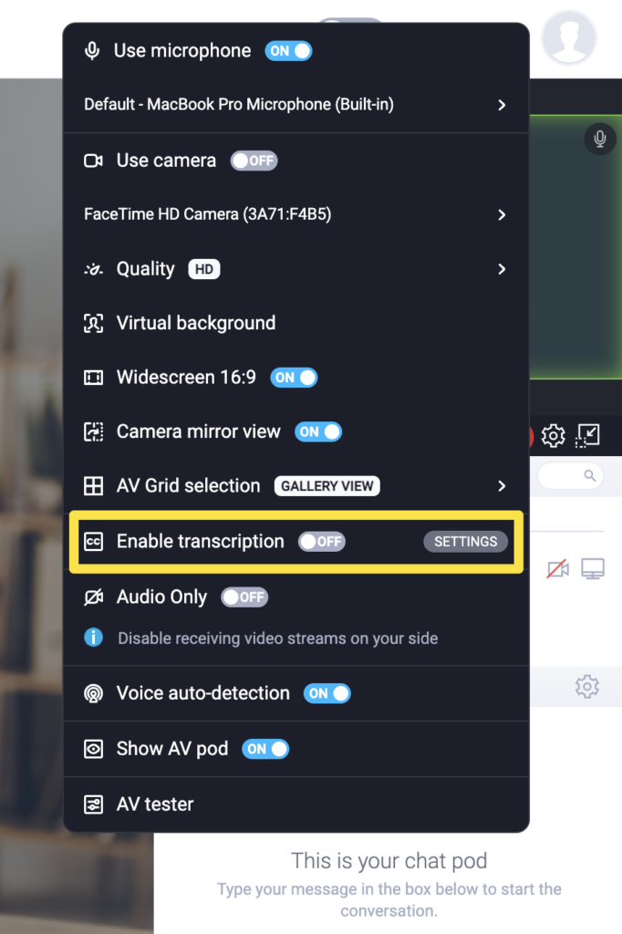 How does Live transcription work and how to enable it?