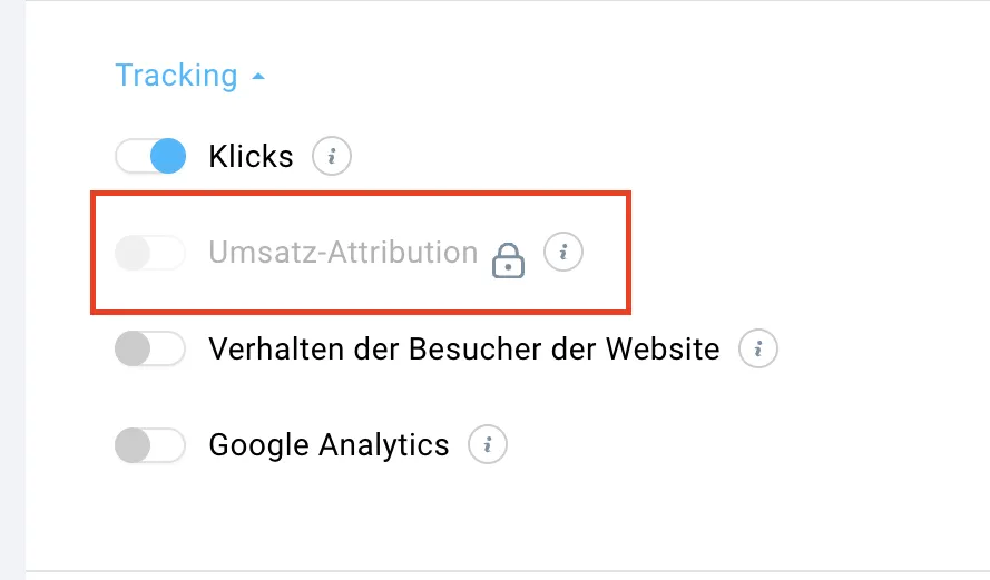 Umsatz-Attribution aktivieren in GetResponse Newsletter-Erstellung