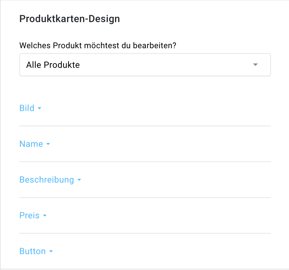 Produktkarten-Design