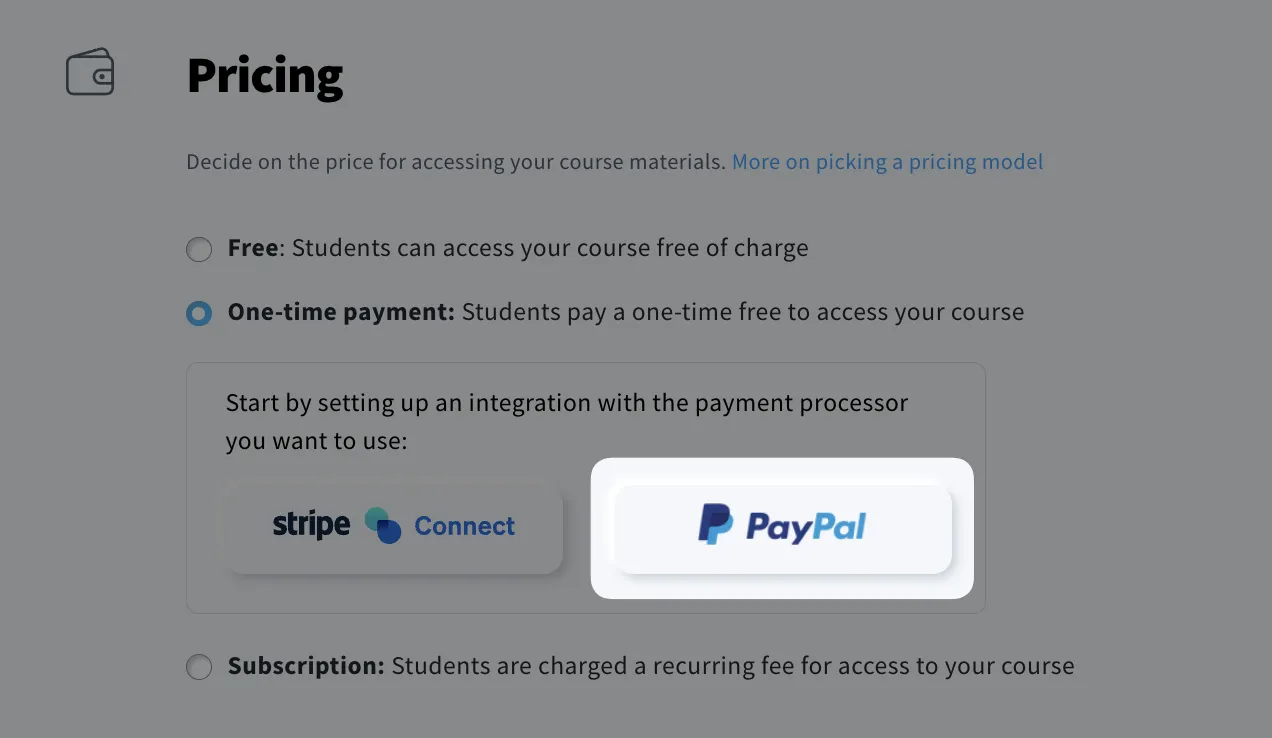 paypal course integration