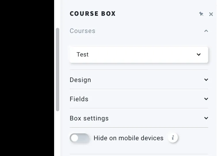 The image shows the course box menu.