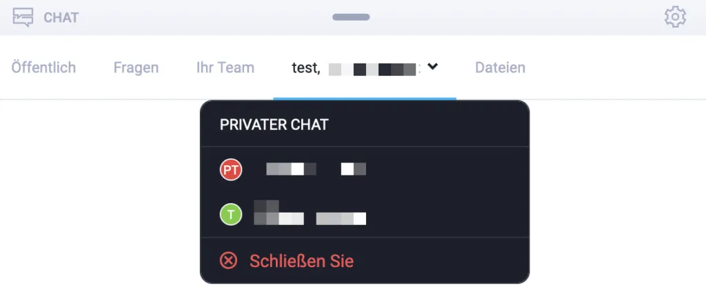 Das Bild zeigt, wie ein privater Chat aussieht.