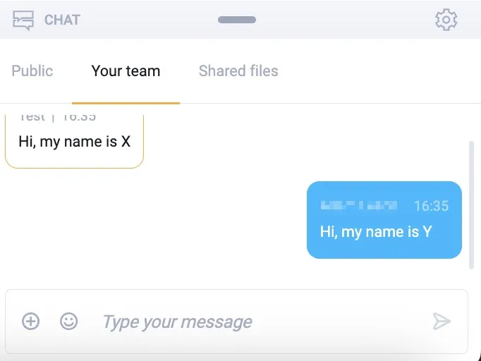 The image shows how you can chat with your team