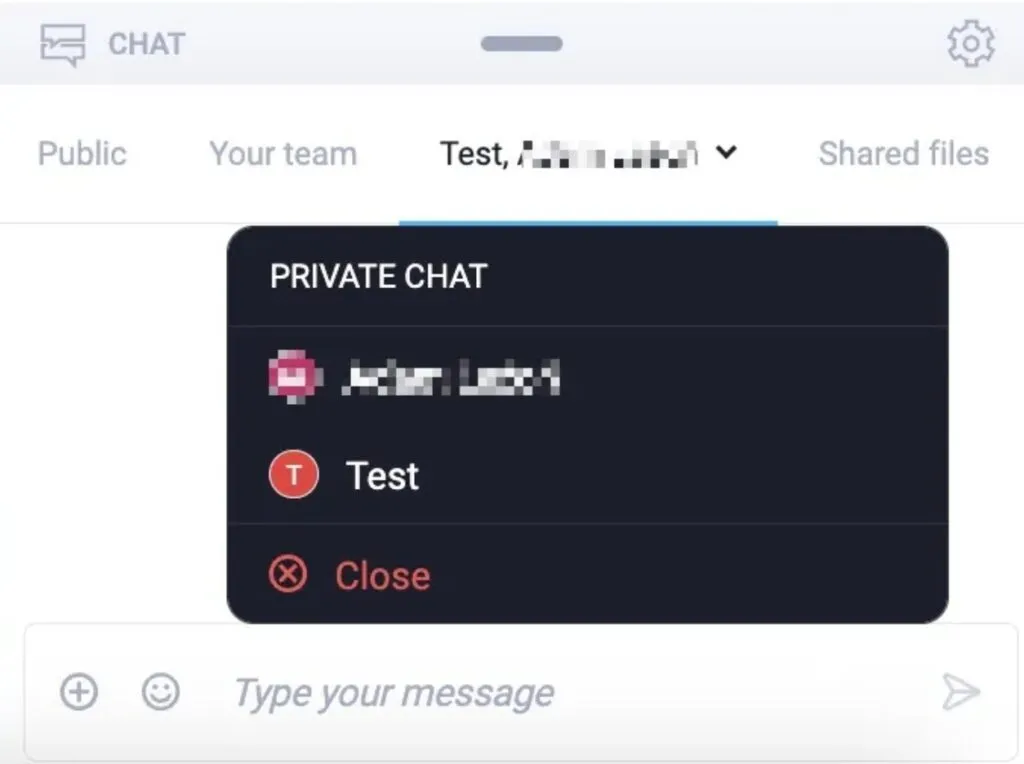 The image shows how a private chat looks like.