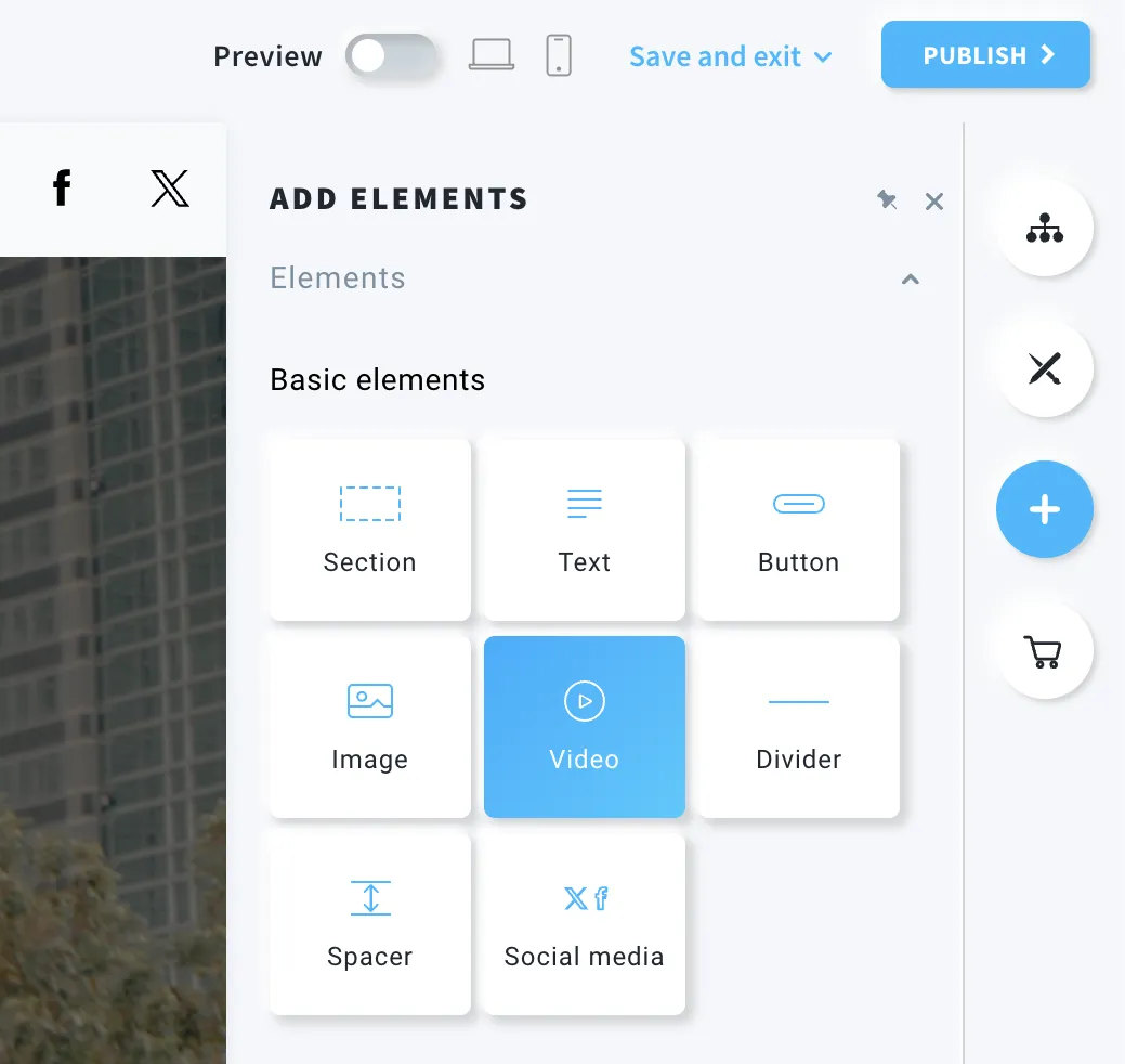 add video element to landing page