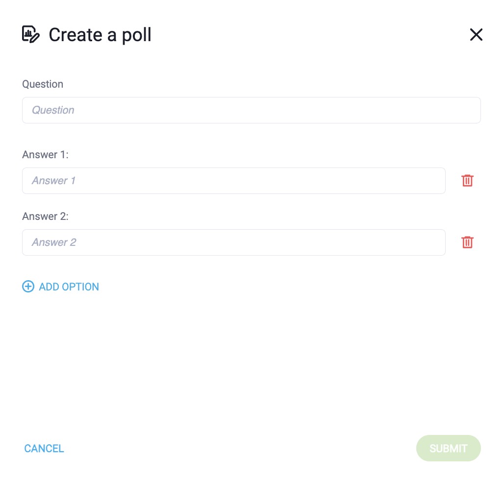 The image shows the chat poll creation screen.
