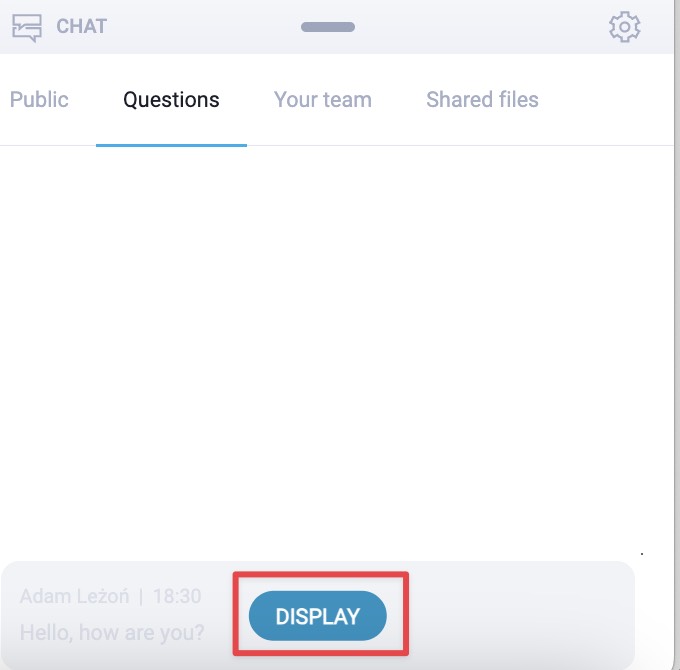 The image shows how to display a question in Q&A mode.
