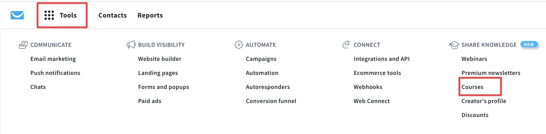 The image shows how you can access courses.