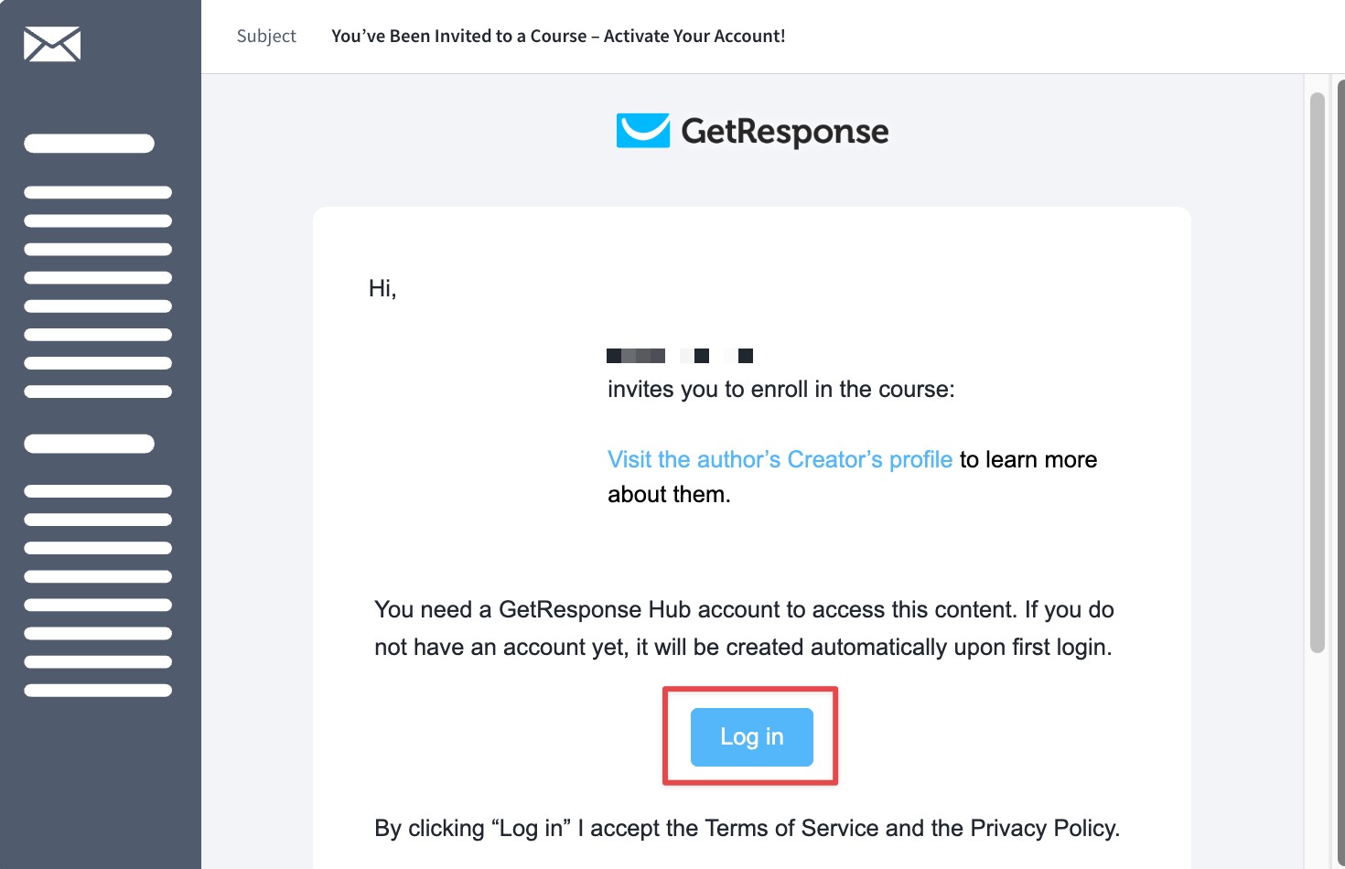 The image shows which button allows students to accept course invitations.