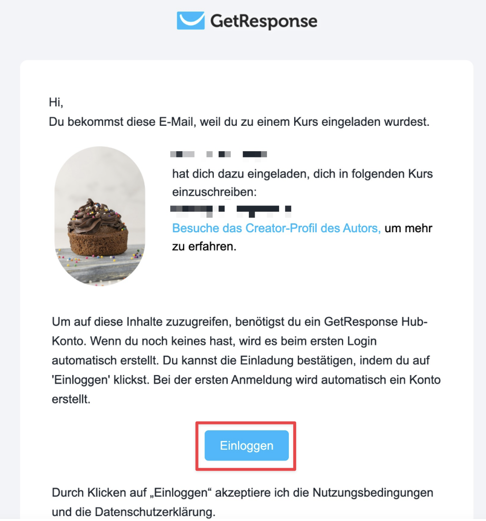 Das Bild zeigt, welcher Button es den Studierenden ermöglicht, Kurseinladungen anzunehmen.
