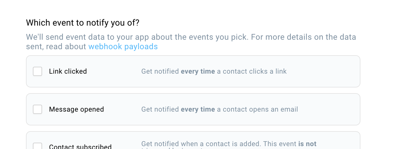 webhook event list