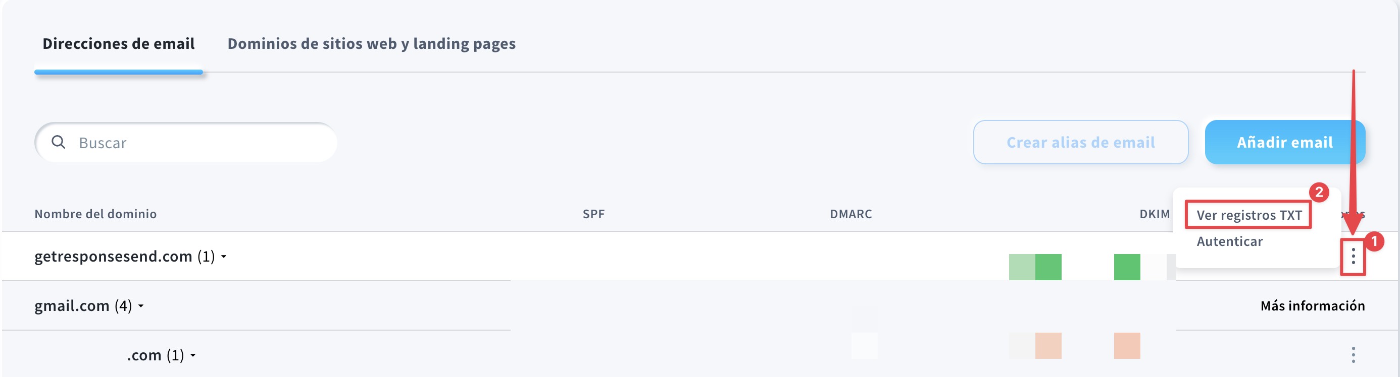 Configuración de correos electrónicos y dominios
