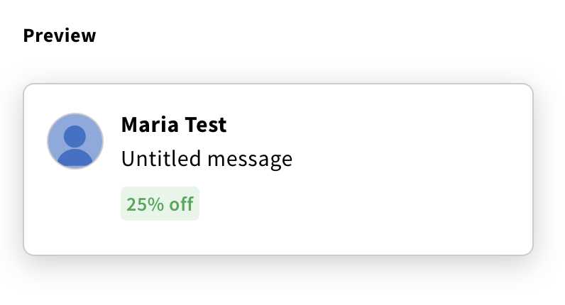 Preview of an example description saying 25% off