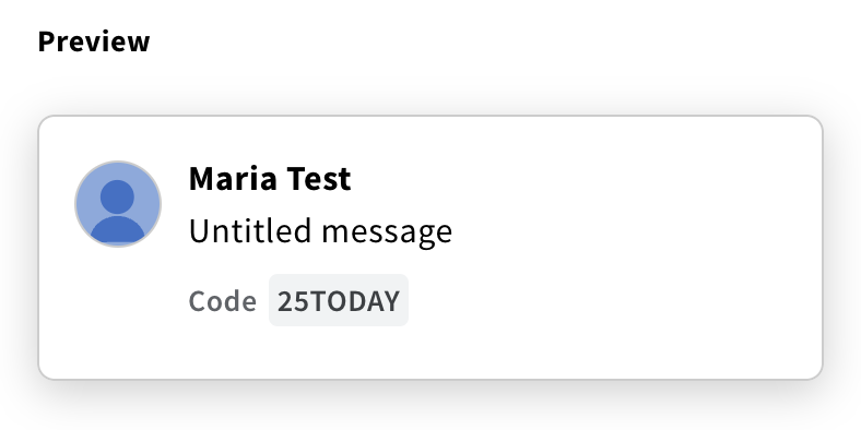Preview of an example promotion code added as email annotation