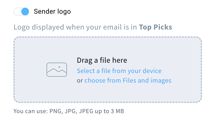 The Sender logo option and its settings