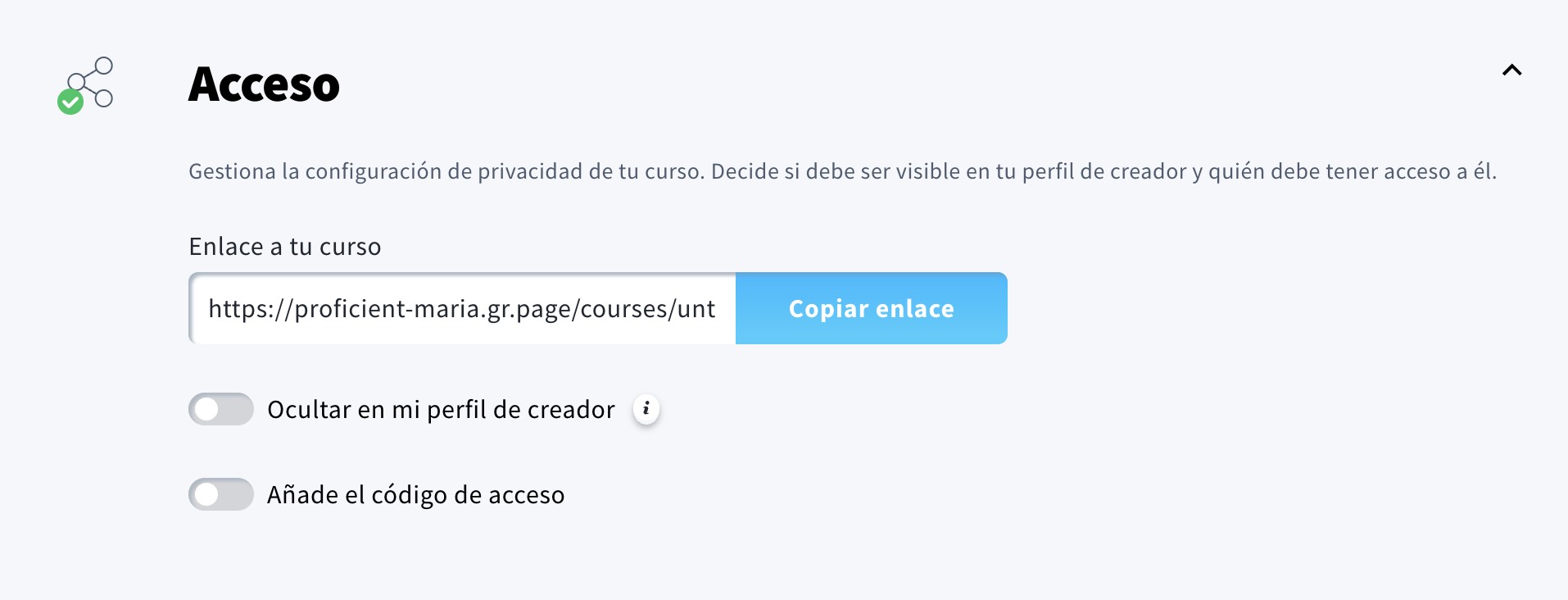 página de acceso a los cursos