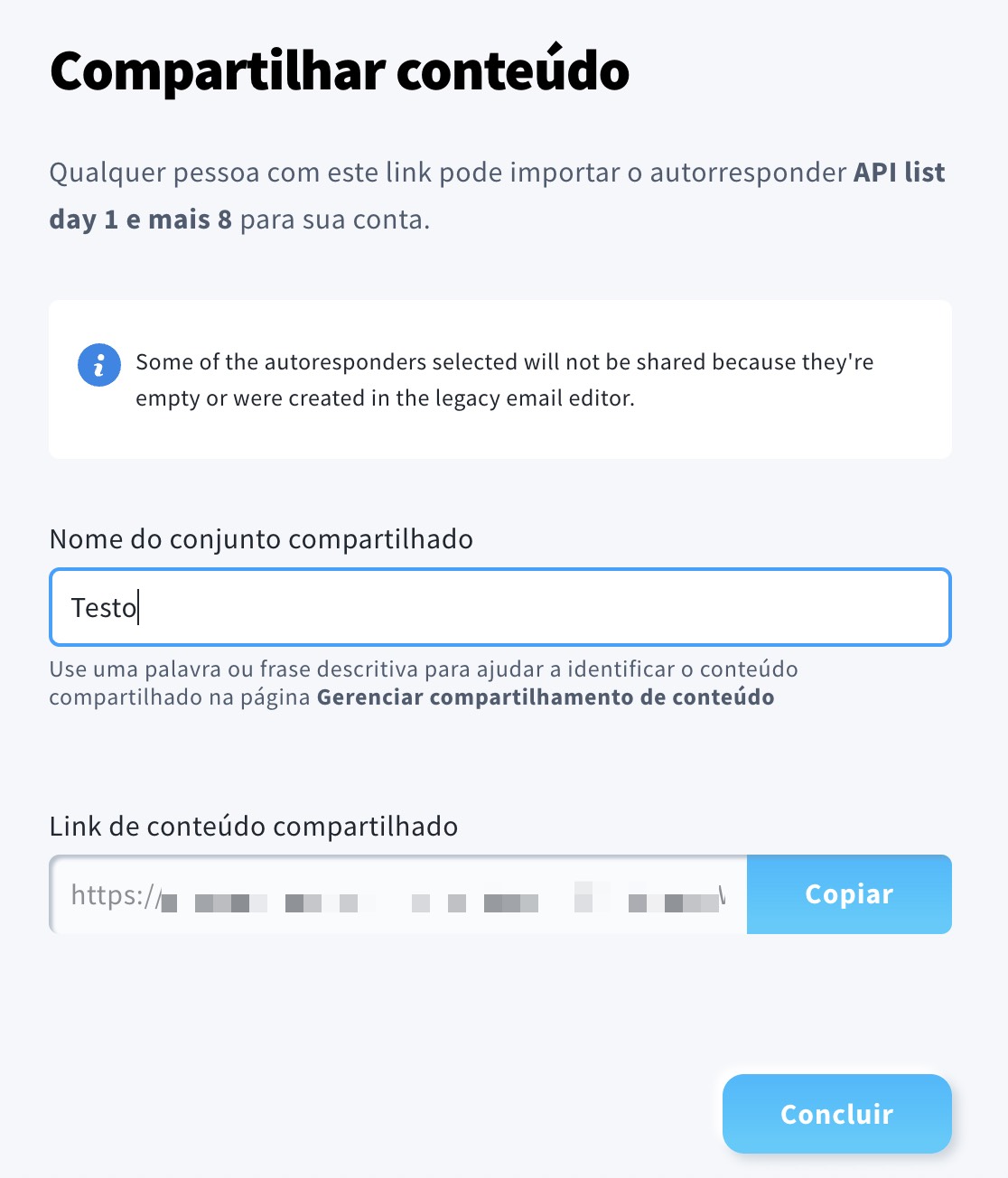 Janela pop-up confirmando que você deseja compartilhar o conteúdo