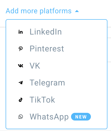 Other platforms you can add to the social media block