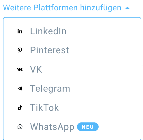 Weitere Plattformen, die Sie hinzufügen können
