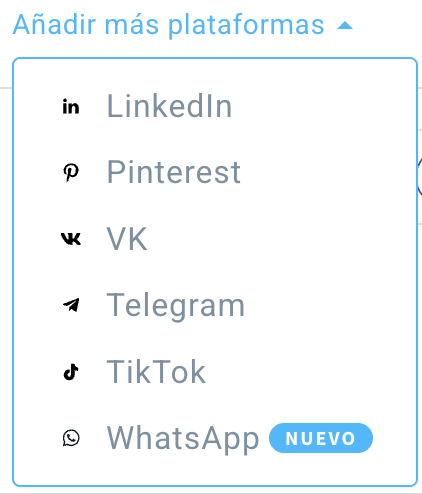 Otras plataformas que puedes agregar