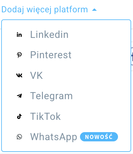 Inne platformy, które możesz dodać